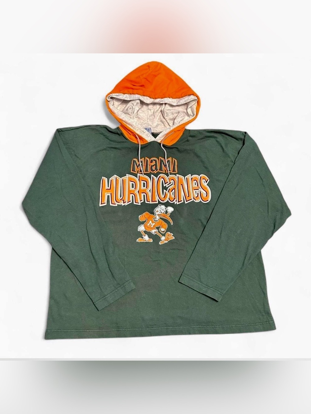90’s Miami Hurricane Long Sleeve Hoodie Tshirt Made USA Vintage